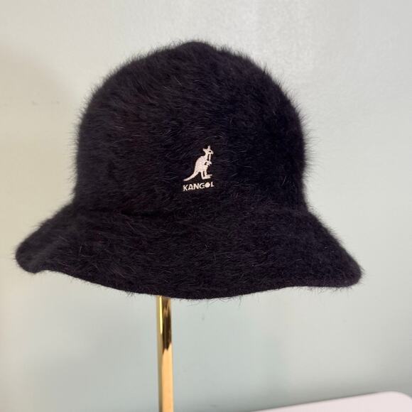 Vintage Kangol Furgora Bucket Hat Black Adult 25" Small Real Fur Angora Hip Hop - Picture 4 of 8